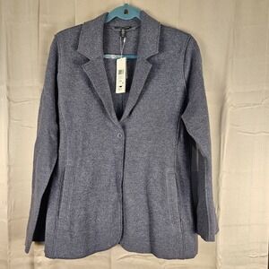 NWT‎ Eileen Fisher Womens Boiled Wool Notch Collar Jacket Blazer Medium BLSHL